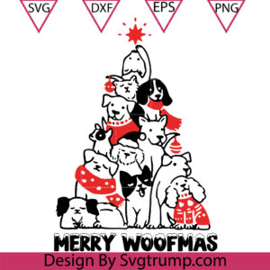 Dog With Christmas Tree And Fireplace Svg, Dog With Christmas SVG