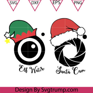 Elf watch Christmas Eye Svg, Santa Cam Svg, Camera Eye Svg, Camera With Santa Hat Svg