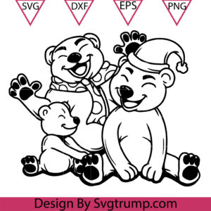 Family Bear Christmas Svg, Christmas Polar Bear Family Svg, Bear Christmas Svg
