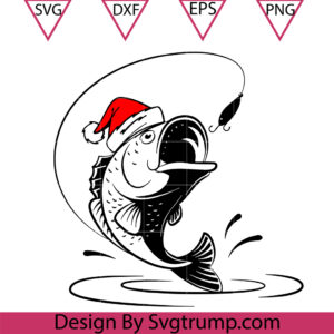 Fish Wearing Christmas Hats Svg, Fish Christmas Svg, Santa Fish Svg