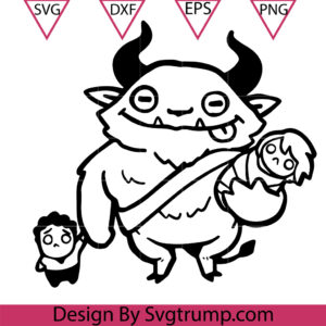 Fluffy Krampus With Naughty Children Christmas Svg, Fluffy Krampus Svg