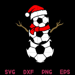 Football Snowman Cute Svg, Santa Hat England Soccer Cute Christmas Svg