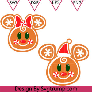 Gingerbread Cookie Ears Bundle Svg, Gingerbread Cookie Christmas Mickey Minnie Mouse Ears Svg