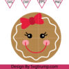 Gingerbread Girl Face Svg Christmas Character Svg Gingerbread Circle Svg