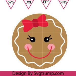 Gingerbread Girl Face Svg, Christmas Character Svg, Gingerbread Circle Svg