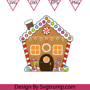 Gingerbread House Christmas Lights Svg, Gingerbread Christmas House Svg