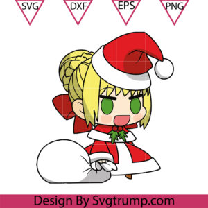 Girl Anime Christmas Svg, Anime Hat Santa Svg, Girl Baby Santa Svg