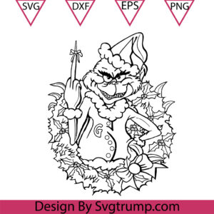 Grinch Middle Finger Christmas Svg, Grinch Fuckk Christmas Wreath Svg