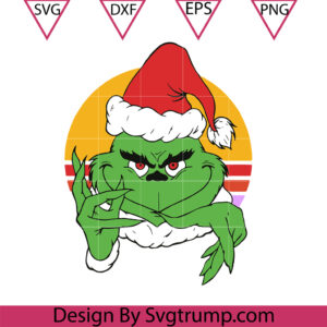 Grinch Santa Hat Vitage Svg, Grinch Christmas Moon Svg