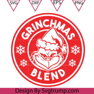 Grinch Merry Christmas Belnd SVG, Face Santa Hat Logo SVG