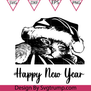 Happy New Year Cat Hat Christmas Svg, Cat Eye Hat Christmas Svg