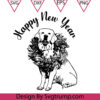 Happy New Year Christmas Dog Wreath Svg Funny Dog Hat Christmas Svg