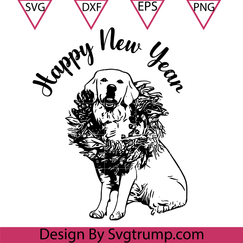 Happy New Year Christmas Dog Wreath Svg, Funny Dog Hat Christmas Svg 3 Happy New Year Christmas Dog Wreath Svg, Funny Dog Hat Christmas Svg