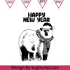 Happy New Year Polar Bear Svg Bear Hat Christmas SVG PNG DXF EPS Digital Download