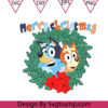 Heeler Blue Merry Christmas Wreath Svg, Heeler Blue Svg