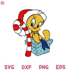 Looney Christmas Svg, Tunes Christmas SVG, Santa Tweety Bird SVG