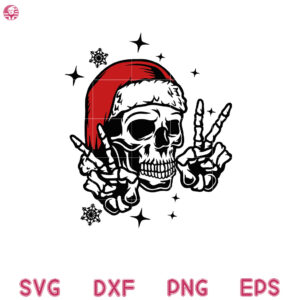 Skeleton Christmas Hello Svg, Christmas Head Skull Svg