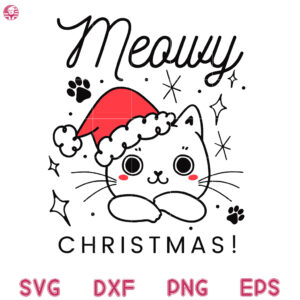 Meowy Christmas Cat Svg, Cat Christmas Tree Svg, Cute Meowy Santa Svg