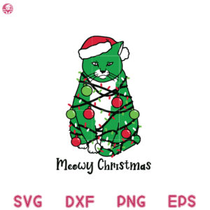 Meowy Christmas Lights Svg, Cat Christmas Lights Svg, Christmas Svg