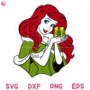 Mermaid Princess Hand Holds Gift Box Christmas Svg Christmas Princess Mermaid Svg Christmas Princess Svg