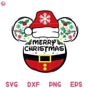 Merry Christmas Mouse Logo Hat Svg, Santa Family Vacation, Christmas Friends
