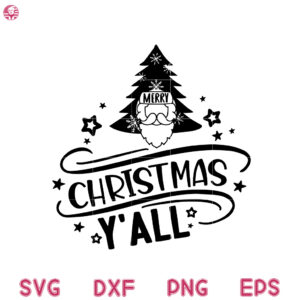Merry Christmas Y'All Svg, Santa Y'All Svg, Christmas Tree Svg
