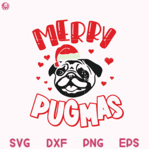Merry Pugmas Hat Svg, Cute Pug Svg, Dog Pug Santa Christmas Svg