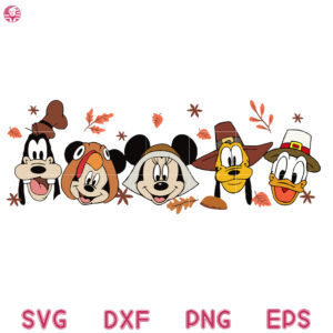 Mickey And Friends Thanksgiving Svg, Disney Characters Fall Svg