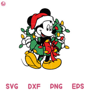 Christmas Mickey Wearing Wreaths Svg, Christmas Character Svg, Christmas Squad Friends Svg