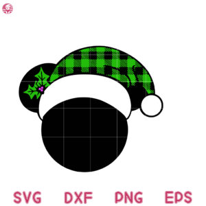 Mickey Mouse Merry Christmas Buffalo Svg, Mickey Mouse Buffalo Svg, Disney Santa’s Hat Svg