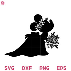 Minnie Bride Black Svg, Minnie Mouse Wedding Svg, Disney Bride Svg