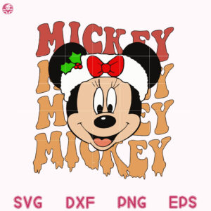 Minnie Face Santa Hat Christmas Svg, Merry Christmas Svg, Disney Christmas Merry Svg