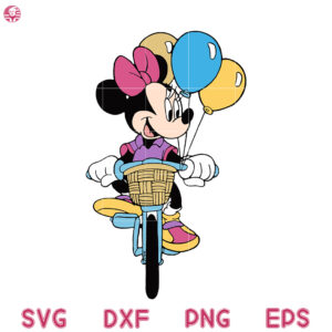 Minnie Bicycles And Balloons Svg, Minnie Bicycles Svg, Disney Balloons Svg