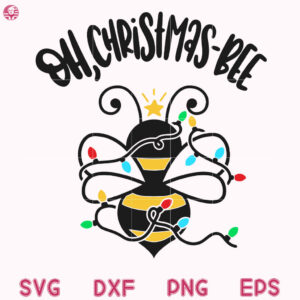 Oh Christmas Bee Svg, Cute Bee Chrsitmas Lights Tree Funny Svg