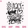 Peace Love Christmas Movies Svg Christmas Quote Hand Drawn Svg
