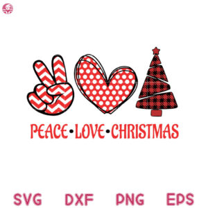 Peace Love Christmas Tree Svg, Christmas Tree Peace Svg, Peace Love Svg
