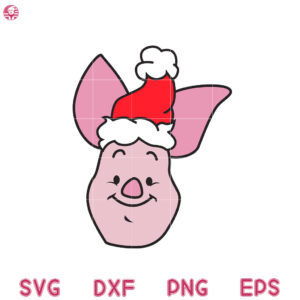 Piglet Santa Hat Svg, Piglet Hat Christmas Svg, Piglet Merry Christmas Svg