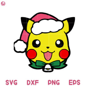 Pikachu Christmas Head Svg, Pokemon Merry Christmas Svg, Anime Christmas SVG