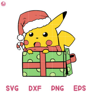 Pikachu Christmas Svg, Pokemon Hand Drawn Svg, Pokemon Box Christmas Svg