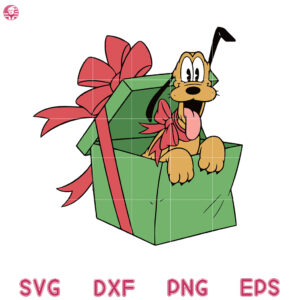 Pluto Christmas Gifts Box New SVG, Christmas Pluto SVG, Pluto Disney Cute Christmas SVG