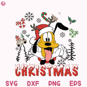 Pluto Christmas Santa Svg, Disney Pluto Christmas Svg, Christmas Pluto Reindeer Svg