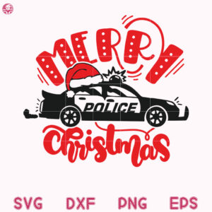 Police Car Christmas Cute Svg, Merry Christmas Kids Svg, Police Car Santa Svg