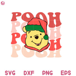 Pooh Merry Christmas Svg, Character Face Xmas Svg, Retro Christmas Friends Svg