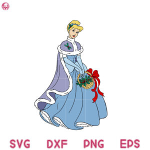 Princess Cinderella Christmas Svg, Cinderella Xmas Santa Claus, Christmas Cinderella Friends Svg