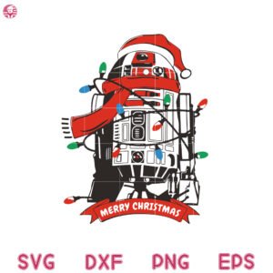 R2D2 Christmas Lights Svg, R2D2 Lights Hat Santa Svg