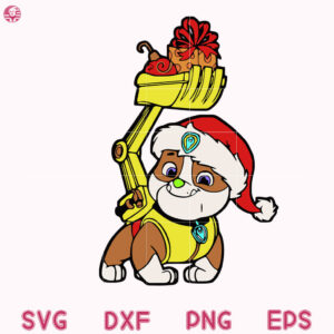 Rubble Paw Patrol Christmas Santa Svg, Rubble Santa Hat Svg, Christmas Paw Patrol Svg