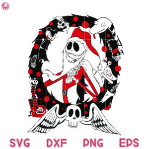 Santa Jack Skull Wreath Svg, Christmas Santa Jack Skull Svg, Santa Jack Skull Svg