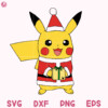 Santa Pikachu Holding A Gift Bag Svg Christmas Pikachu And Box Svg