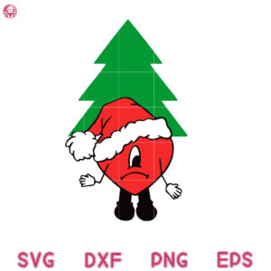 Sin Ti Christmas Tree Svg, Bad Bunny Heart Christmas Tree Svg