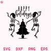 Skeleton Happy Holidays Christmas Tree, Skeleton Christmas Dancing